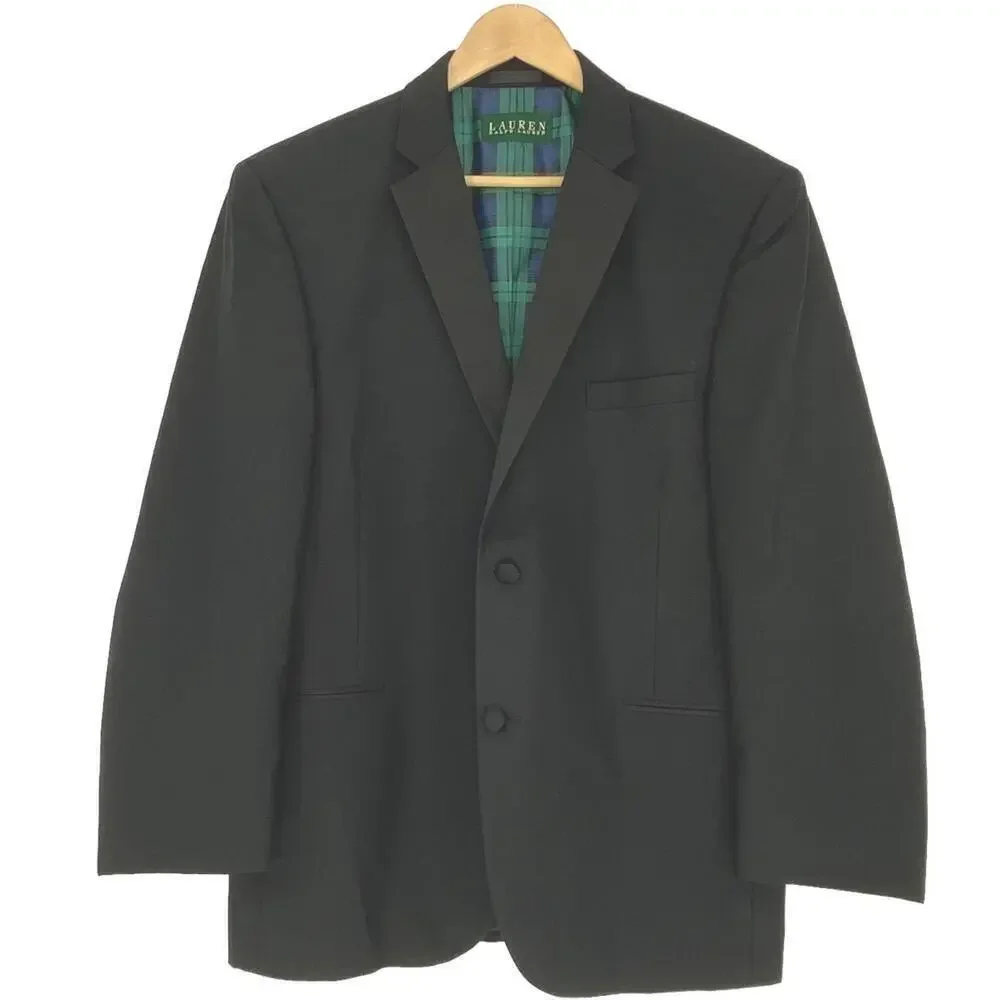 LRL Super 100s Fine Worsted Wool Black Suit Coat Jacket 43R